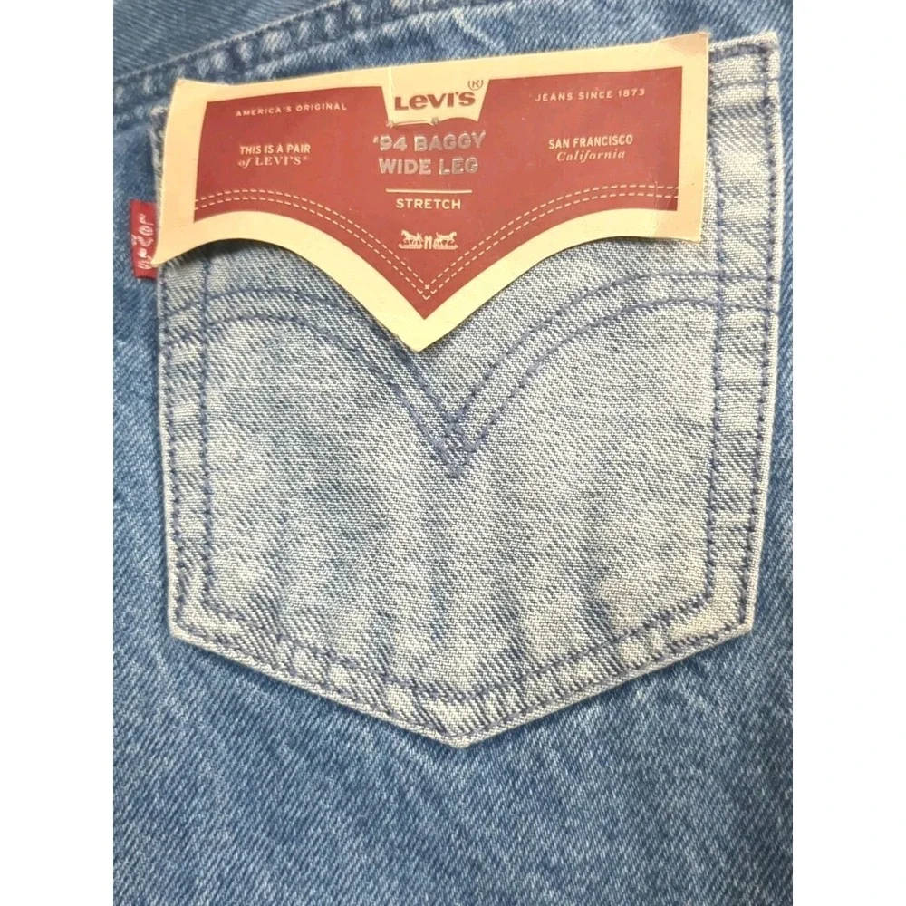NWT Levi's '94 Baggy Wide Leg Jeans Girls Size 12 Reg Blue  Inside Out Adj Waist